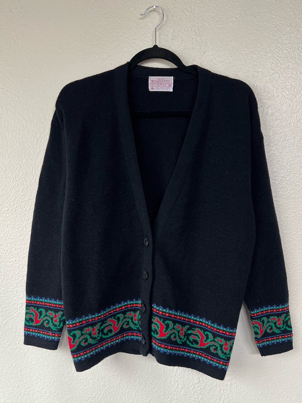 Vintage Pendleton Black Cardigan size PM